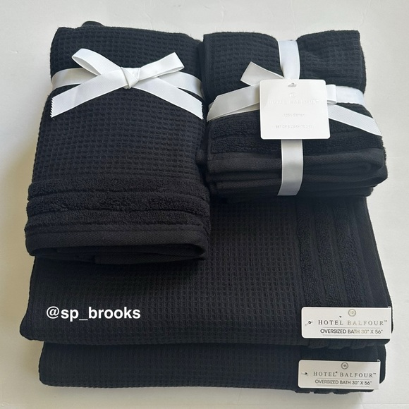 Hotel Balfour Other - 🎁9 PC Hotel Balfour Oversized Bath Towel Set - Cotton -Black Caviar Waffle